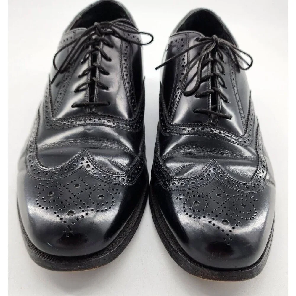 Florsheim Imperial Black Leather Lace Up Wingtip Oxford Brogue Shoes Size 10.5 E